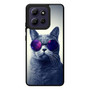 Hipster Cat With Galaxy Glasses Motorola Moto G Play 2026 Case