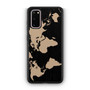 Black Wood Worlds Map Samsung Galaxy S20 5G Case