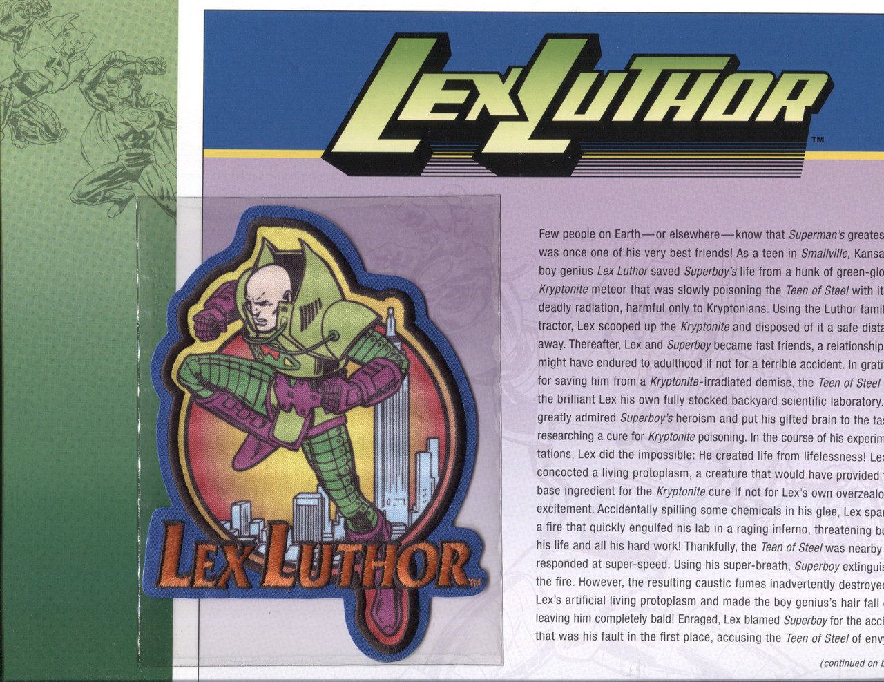 DC Universe Willabee & Ward Comic Patches - Lex Luthor