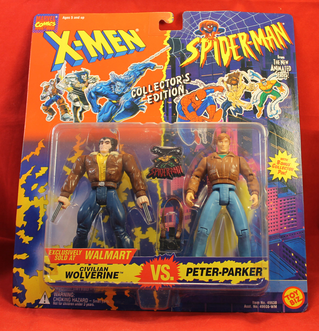 X-Men Spider-Man - Action Figure 1994 Toy Biz -Civilian Wolverine Peter Parker