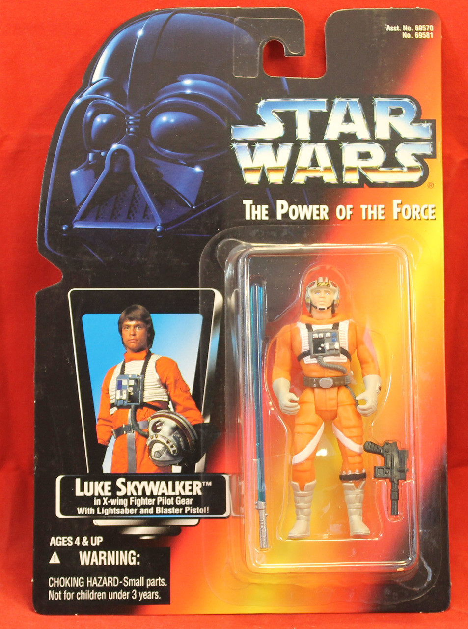 Star Wars Power of the Force POTF Red Card Luke X-Wing Fighter Pilot Long Saber