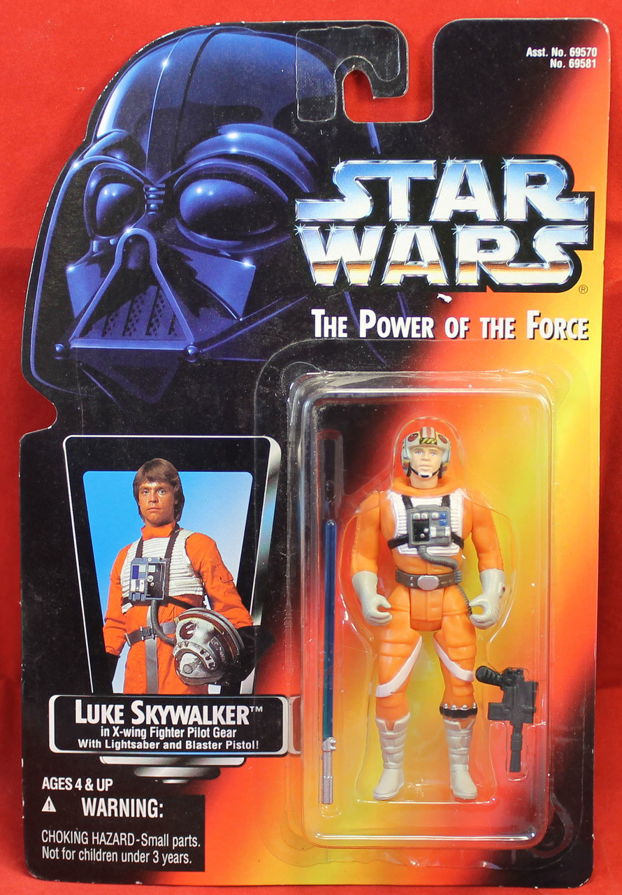 Star Wars Power of the Force POTF Red Card Luke X-Wing Fighter Pilot Short Saber .01