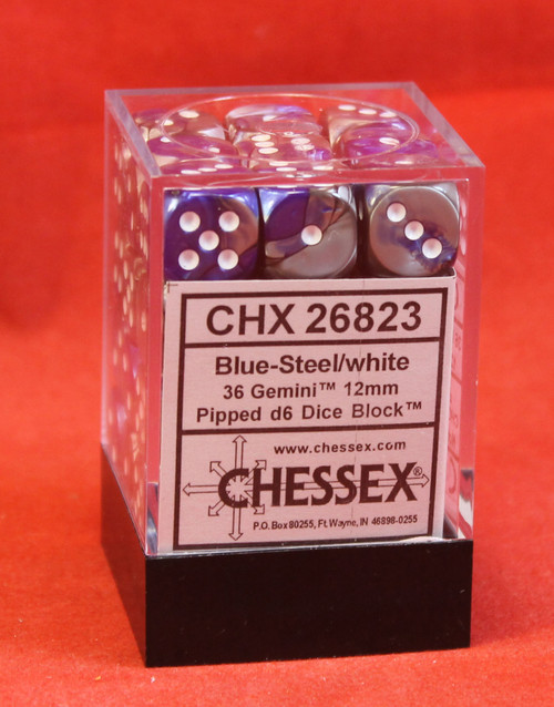 Warhammer 40K-Warhammer 40K-Chessex Dice - 36X 12 mm - Blue-Steel White 26823 Warhammer 40K-Warhammer 40K-Chessex Dice - 36X 12 mm - Blue-Steel White 26823