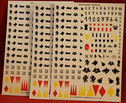 Warhammer 40K-Space Wolves-Decals Transfer Sheet X 3 - Lot 102 Warhammer 40K-Space Wolves-Decals Transfer Sheet X 3 - Lot 102