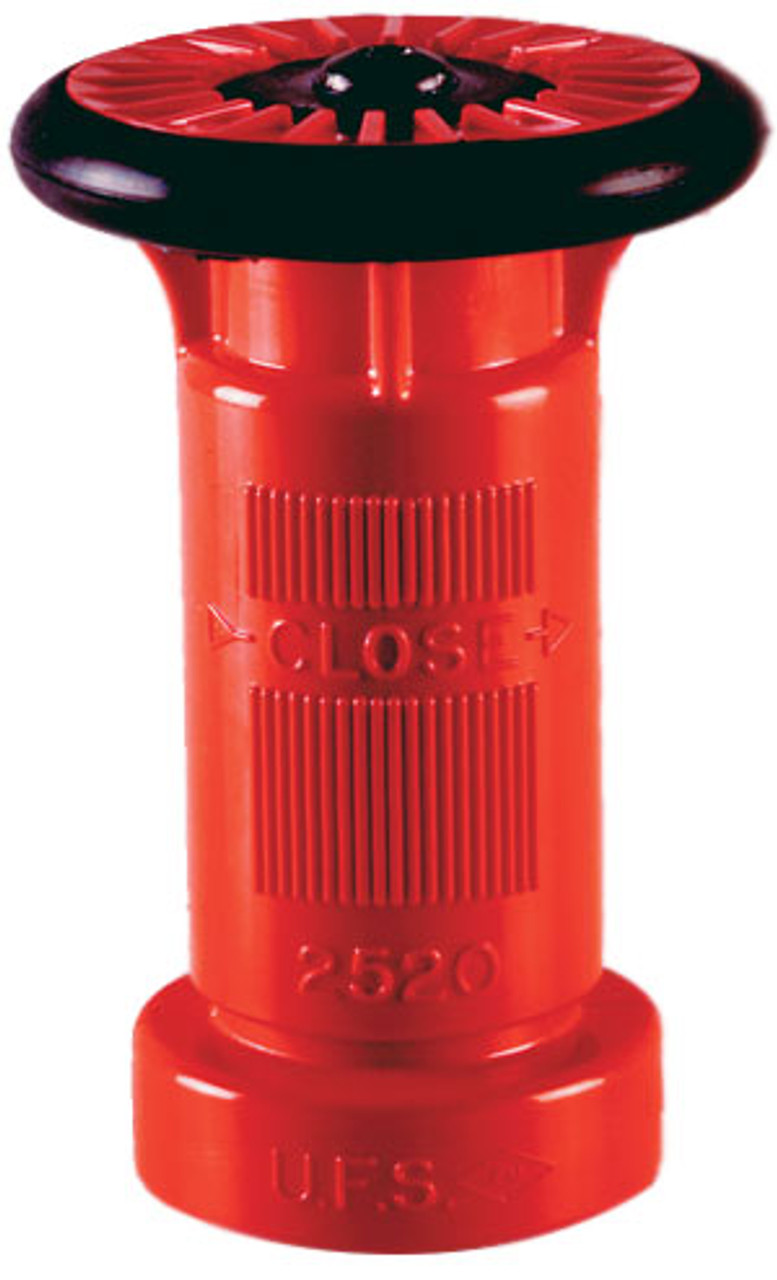 Adjustable Polycarbonate Fire Hose Nozzle w/ Handles, 2 1/2 NST,  Fog/Stream/Shutoff, 150 gpm, Red, 1/Each - 2520NST - Jendco Safety Supply