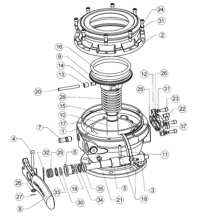 Dixon 5204 Series API Bottom Loading Adapter PTFE Encapsulated