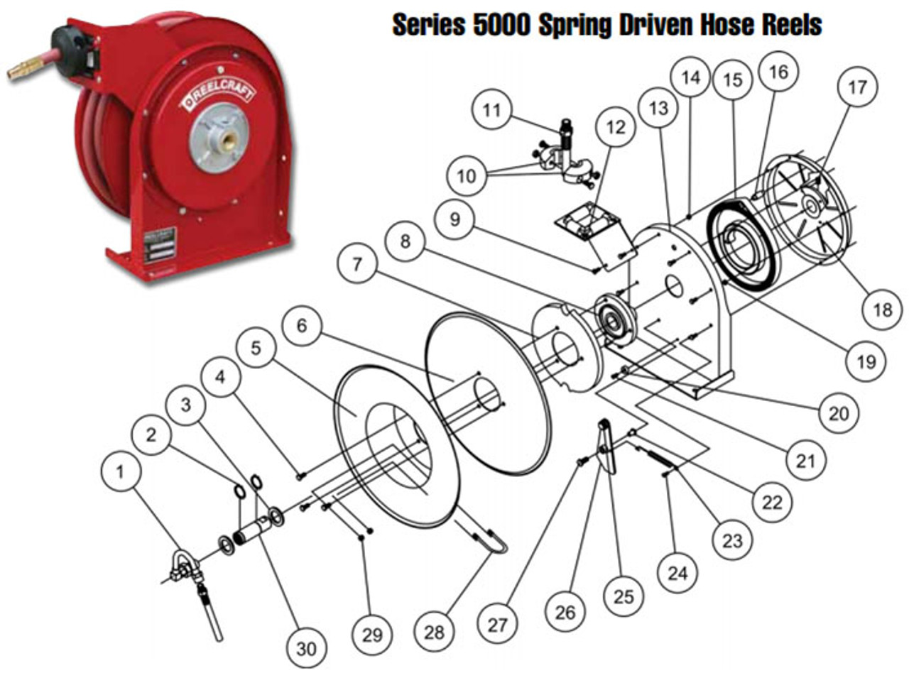 Reelcraft Series 5000 Reels - Replacement Parts - 8 - Spring Arbor - All -  1 - John M. Ellsworth Co. Inc.