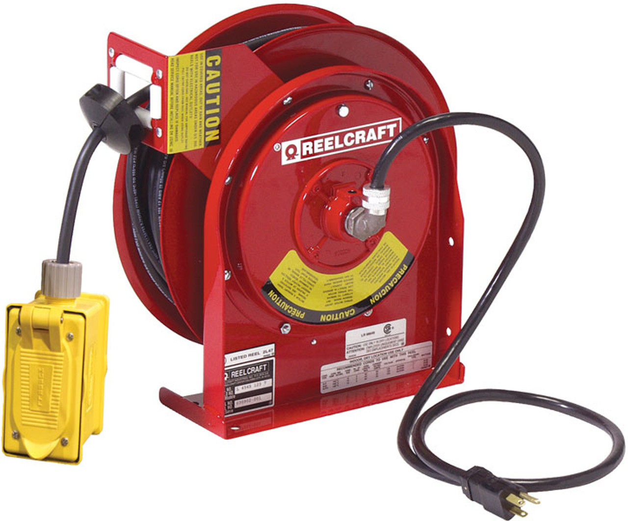 Reelcraft Series L5000 Power Cord Reels w/ Receptacles - Duplex Outlet Box  - 12 AWG - 50
