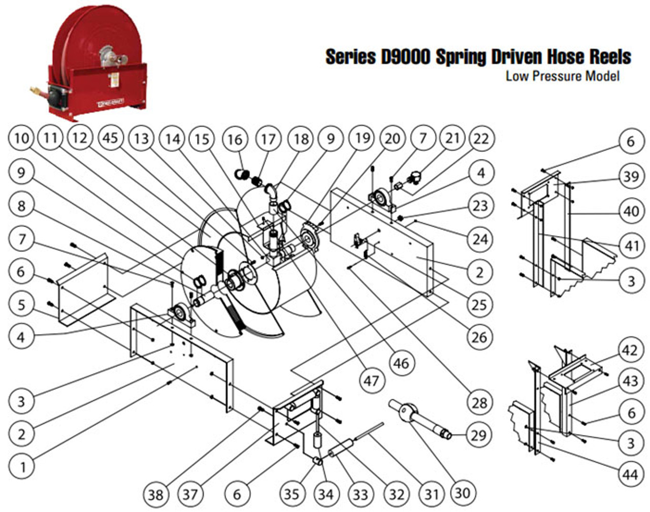 Reelcraft Series 9000 Reels - Replacement Parts - Medium (4) High (4) -  Pillow Bearing Block - All - 2 - John M. Ellsworth Co. Inc.