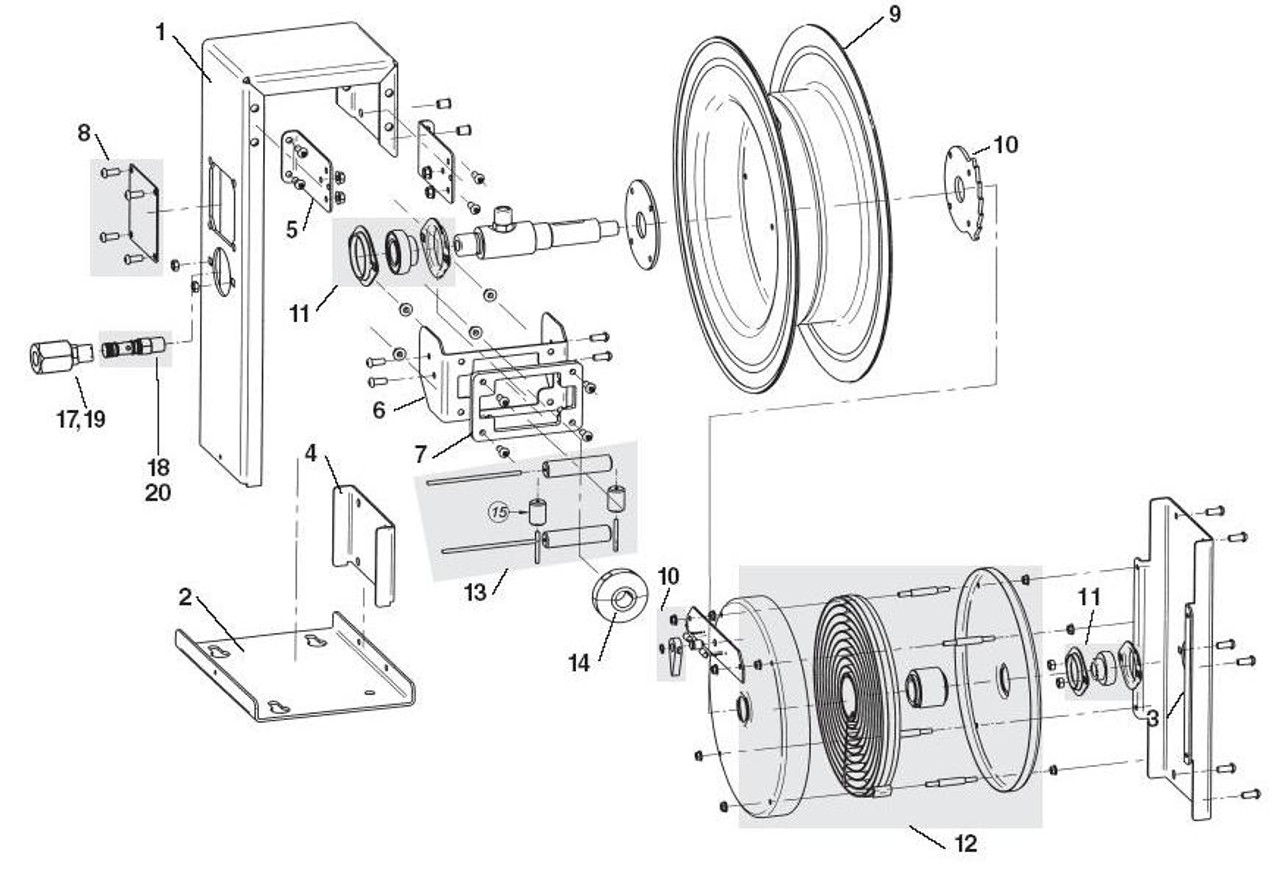 Liquidynamics 46200 Series Hose Reel Parts - Roller Guide Kit - 13