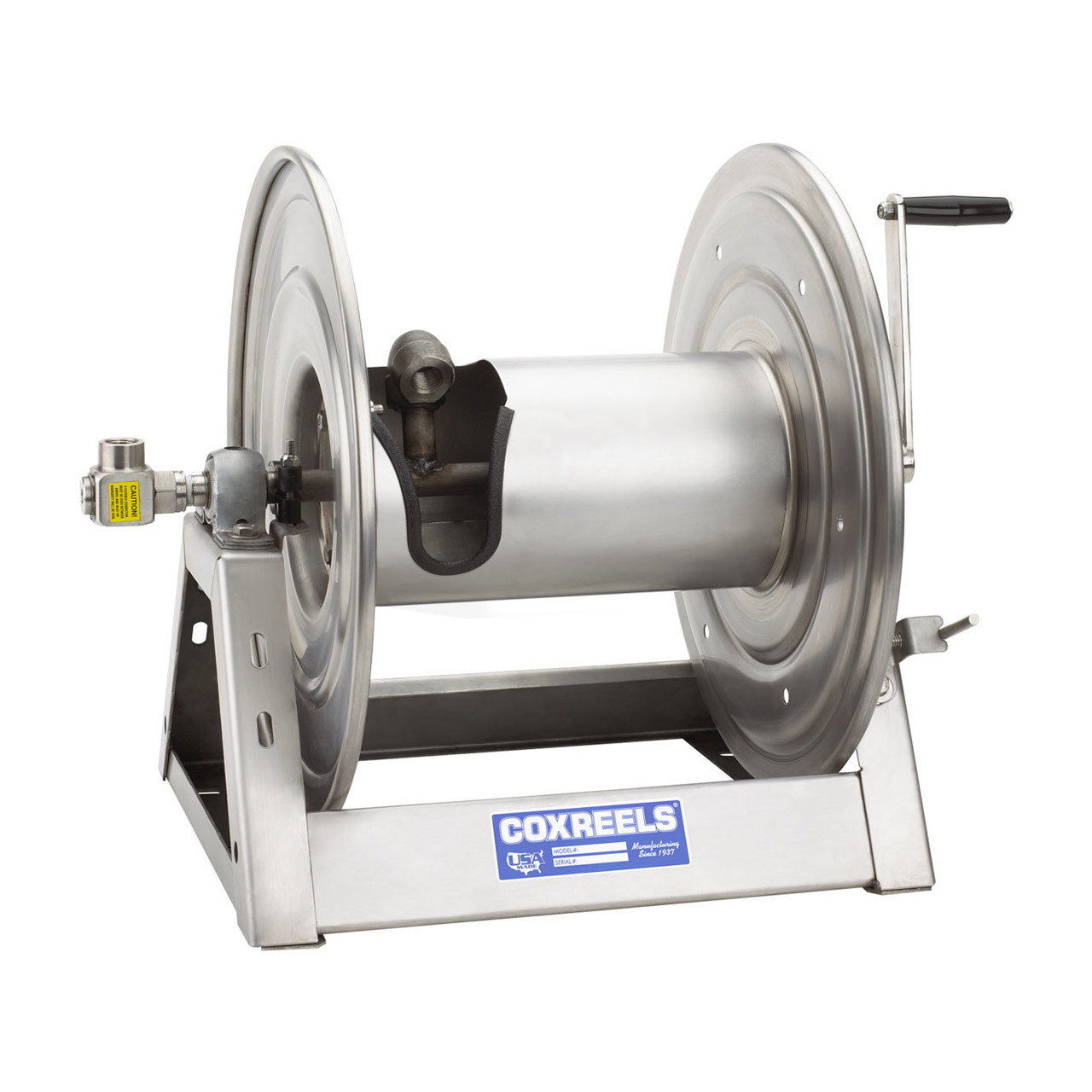 Coxreels 1125-4-100-SS Stainless Steel Hand Crank Hose Reel 1/2 x 100' No Hose, 3000 PSI