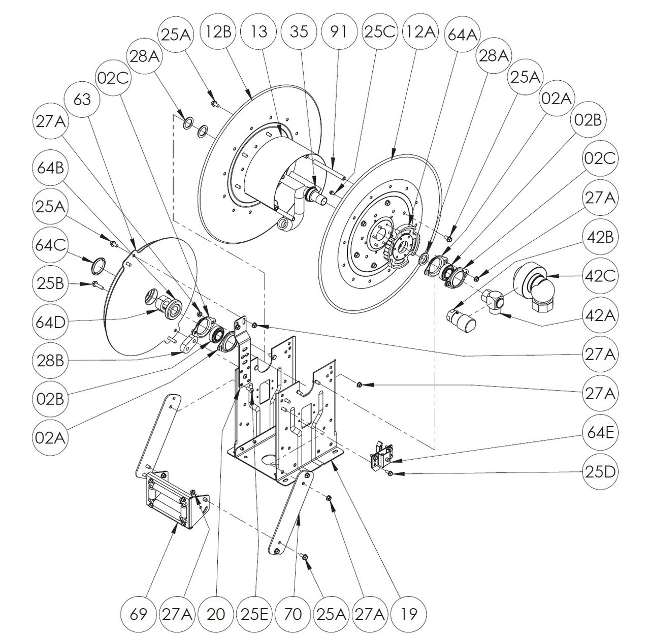 N-800 Series Spring Rewind Reel Parts - Roller Assembly Model N718