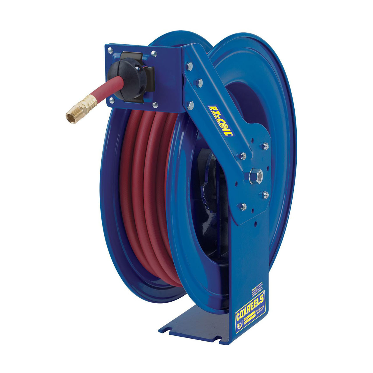 Cox Reels EZ-Coil hose reel for High Pressure Grease hose 3/8 inch X 75 Feet  4000 PSI (SAE 100R16) hose included