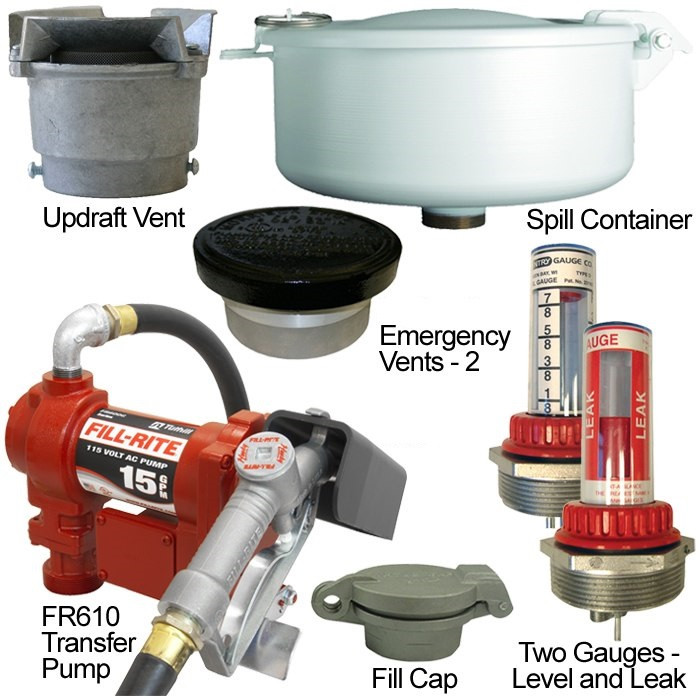 15 GPM Pump & Diesel Vent Kit For 1000 Gal. x 48 in. Double Wall Skid