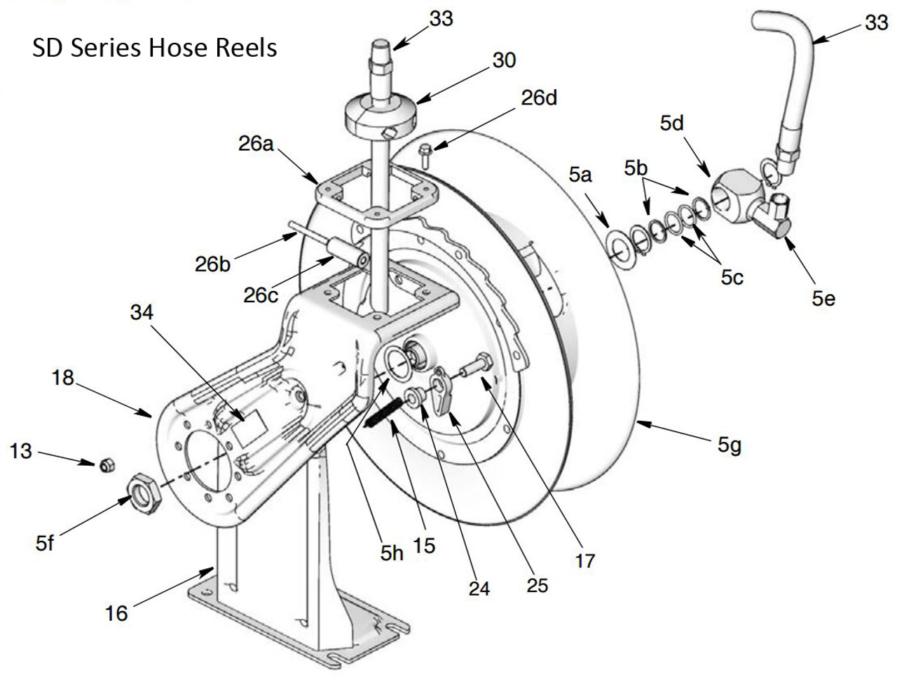 Graco SD Series Air/Water Hose Reel Spool Repair Kits For HPL25B & HPL25D