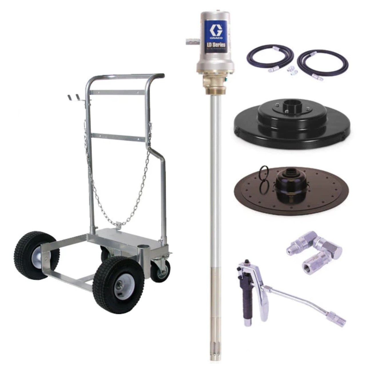 Graco LD Series 50:1 Air-Powered Grease Pump Package For 120lb Drum w/ Cart