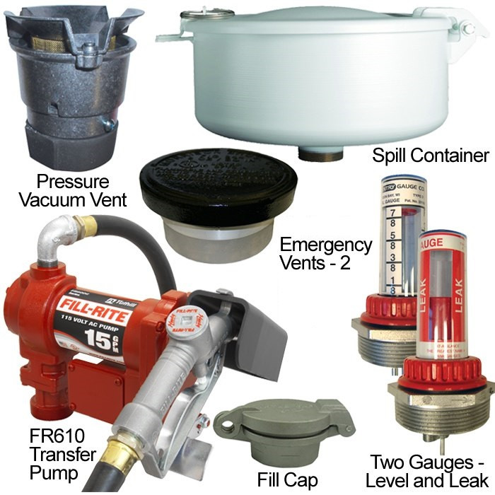 15 GPM Pump & Gas Vent Kit For 550 Gal. x 49 in. Double Wall Skid