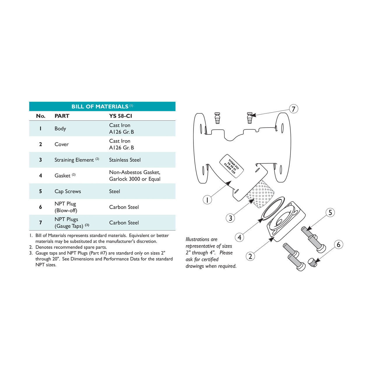 Titan Flow Control YS 58-CI Flanged Cast Iron Y-Strainer - ANSI 