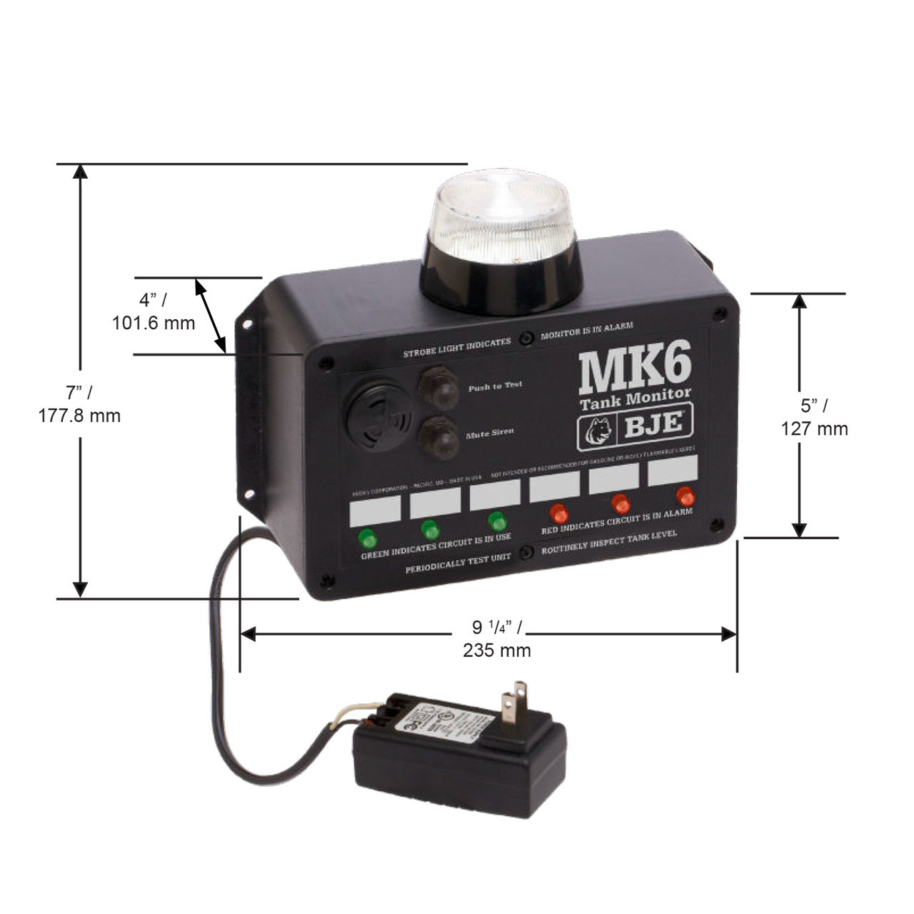 Husky MK6 Audible and Visual Tank Gauge w/ Mount Control Panel & 12V  Transformer - John M. Ellsworth Co. Inc.