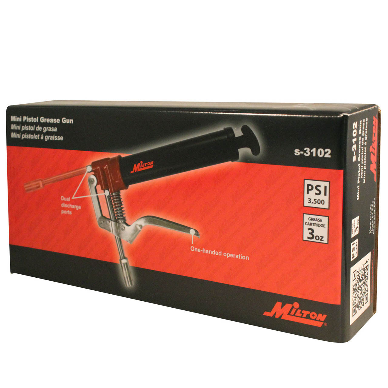 Milton S-3101 Pistol Grip Grease Gun With Hose - 7000 PSI High Pressure Grease Gun Kit
