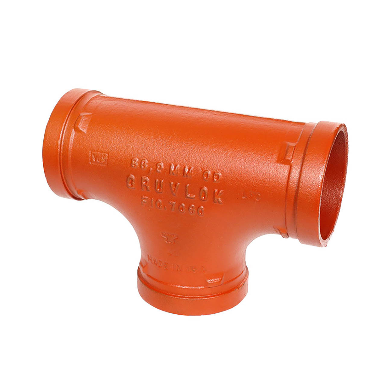 Anvil FIG 7060 Gruvlok® 6 in. Grooved Tee Fitting, Ductile Iron Ptd. Orange