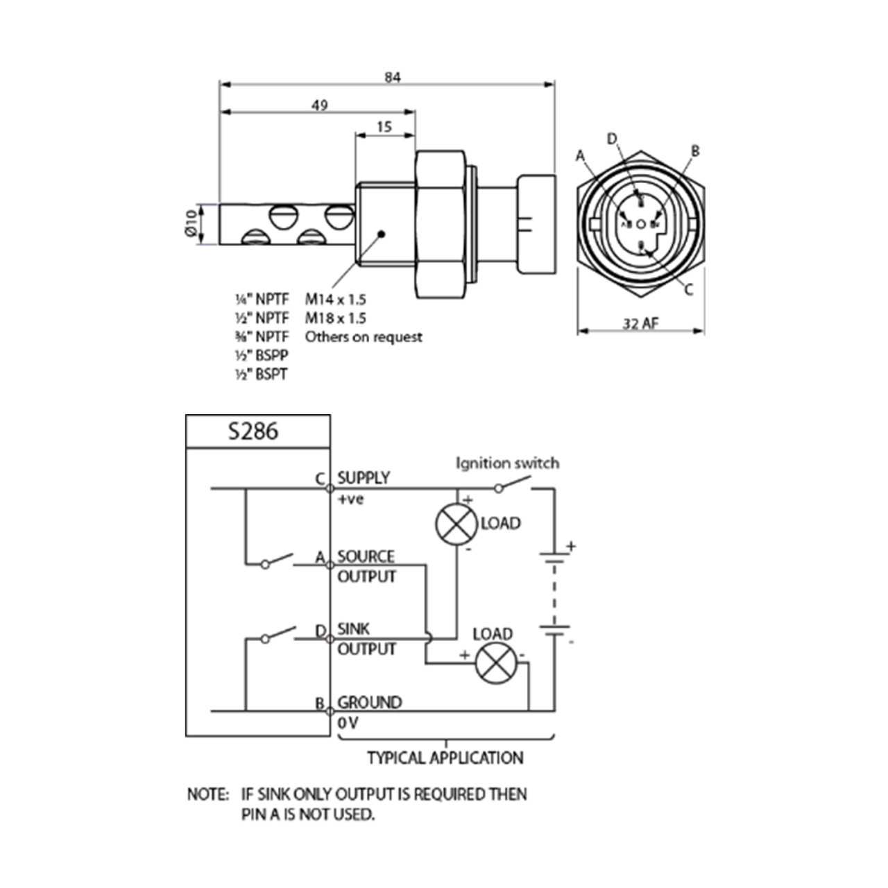 Rochester Sensors S286/V05 1/2 in. Male NPTF Brass Oil Level Switch