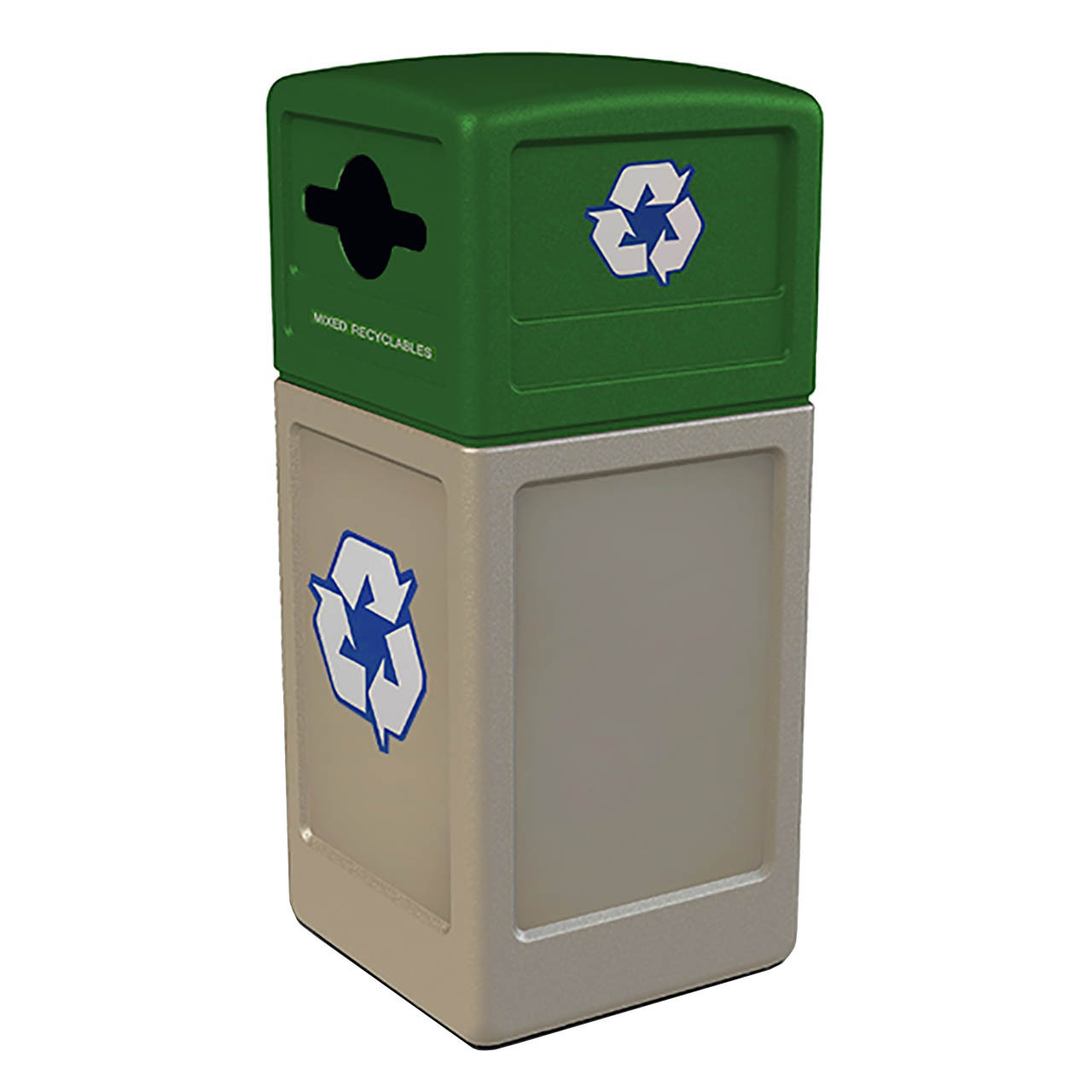 Commercial Zone Polytec™ 42 Gallon Square Recycling Container w/Dome