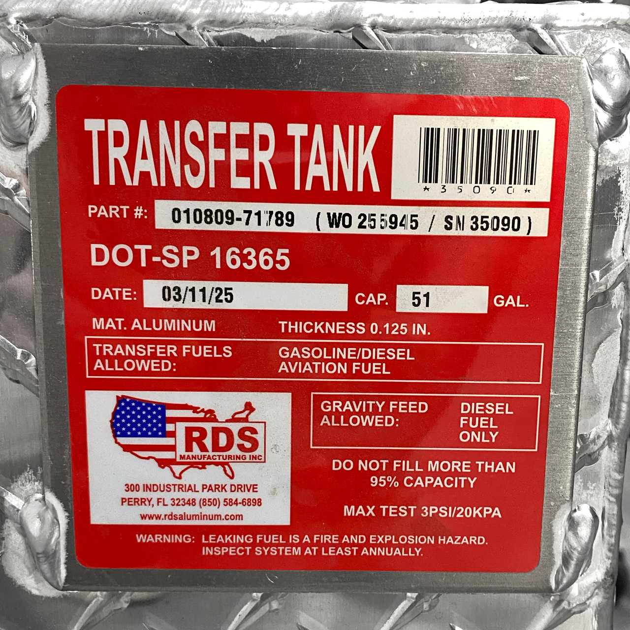 RDS 51 Gal. Aluminum Transfer Tank/Toolbox Combo