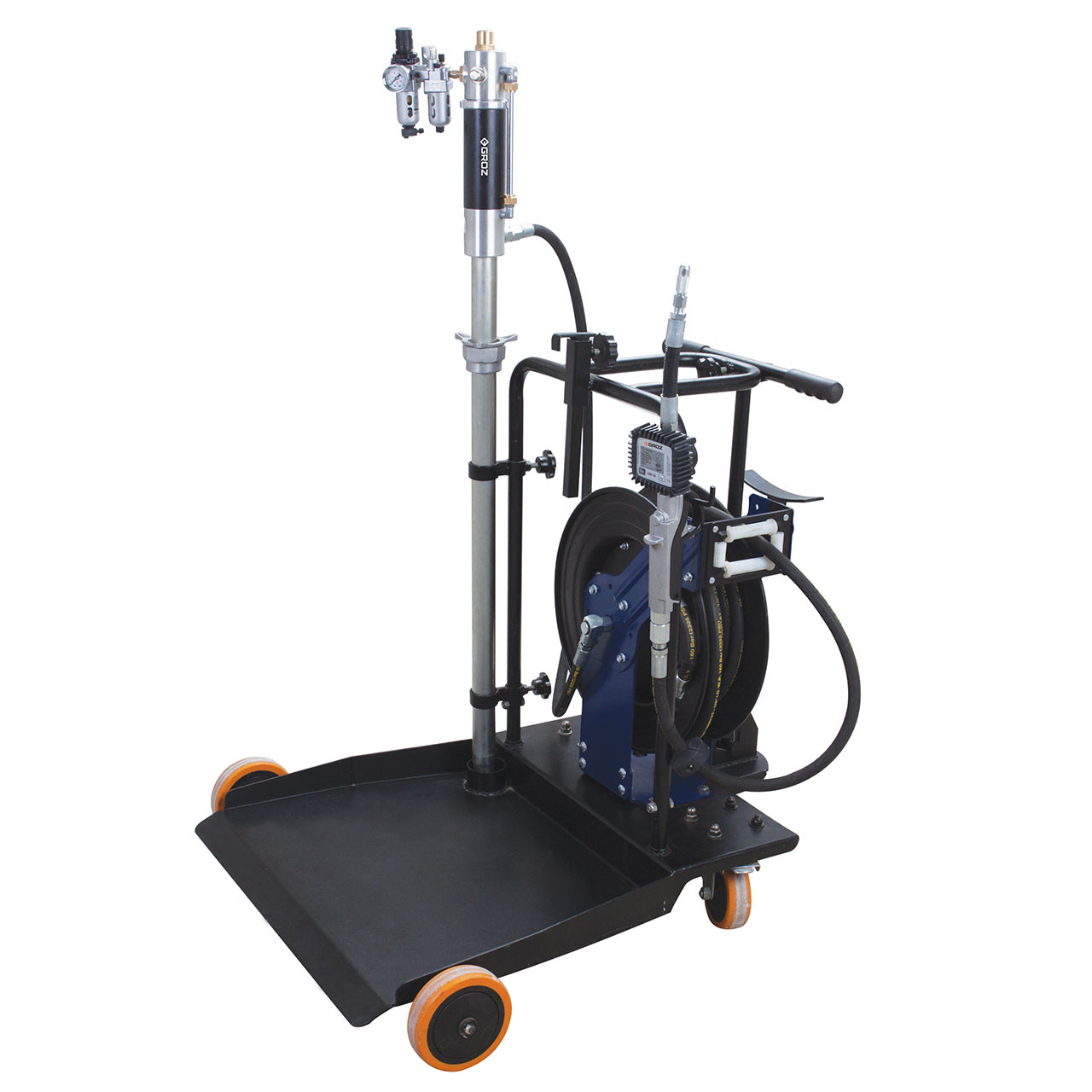 Roughneck Air-Operated 6.5:1 Oil Pump Kit With Cart and Hose Reel 4.7 GPM 