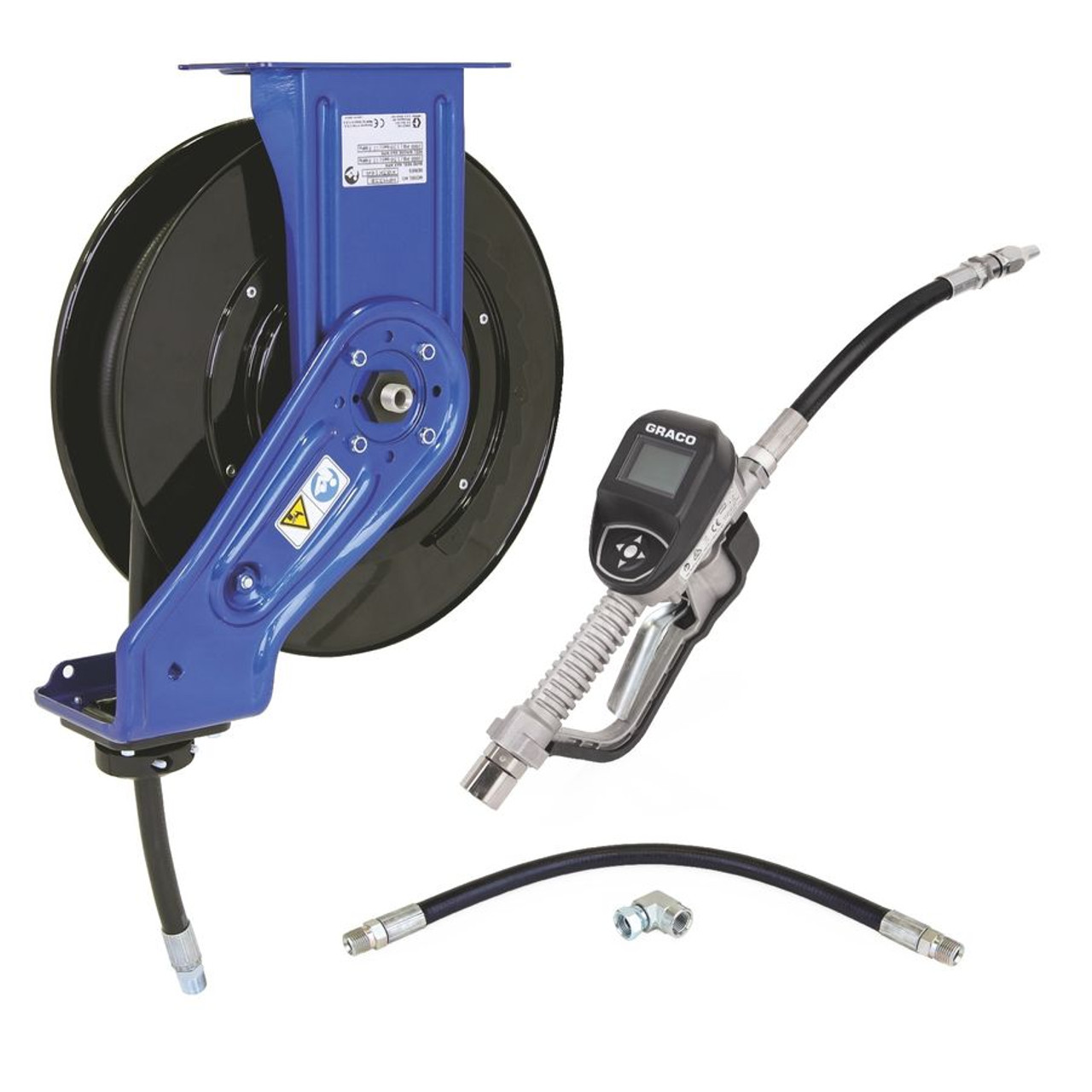 Graco 24E001 SDX 10 1/2 in. x 35 ft. Oil Hose Reel w/ Rigid Manual Meter -  John M. Ellsworth Co. Inc.