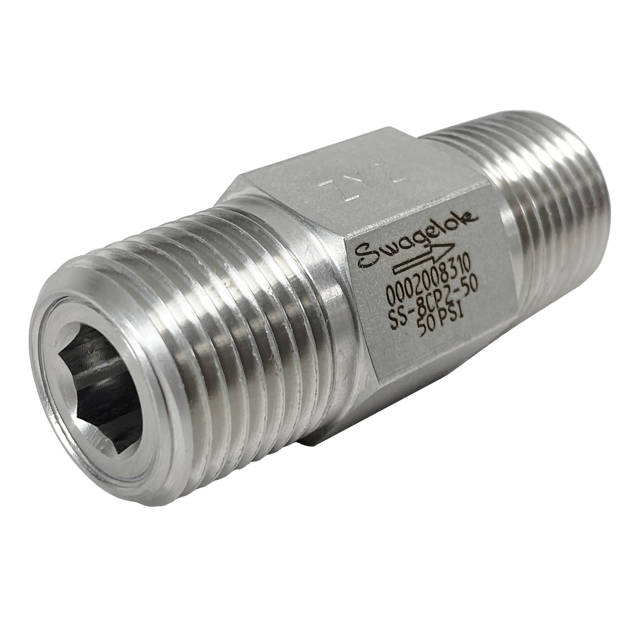 Swagelok Stainless Steel 1-Piece Poppet Check Valve, Fixed