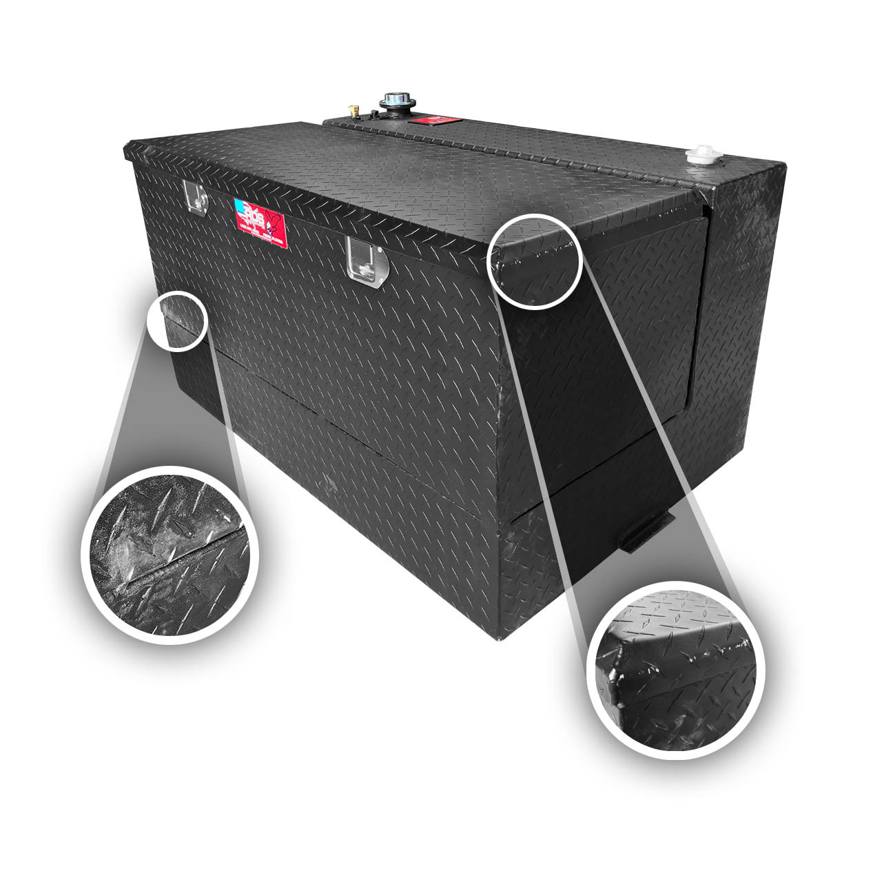 RDS Manufacturing 95 Gallon Powder Coated Aluminum L-Shaped DOT Certified  Transfer Tank/Toolbox Combo - Slightly Damaged