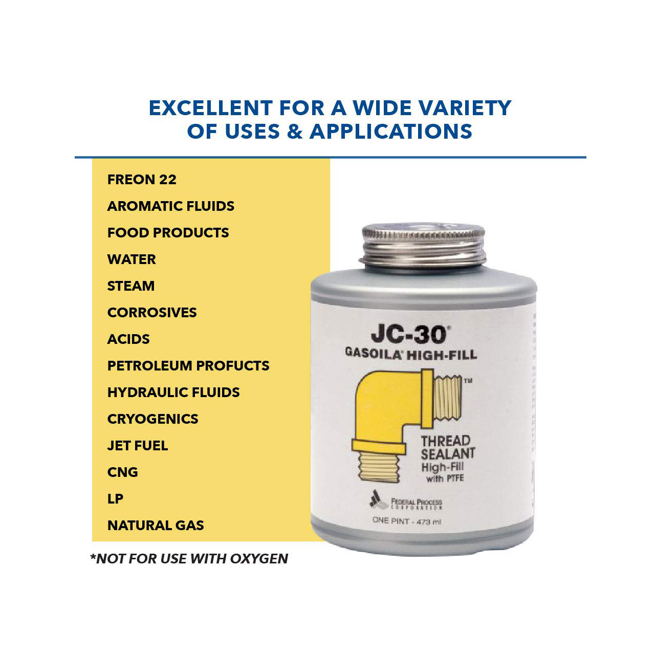 Gasoila JC30® HighFill w/ PTFE Thread Sealant, 1 Pint BrushTop Can