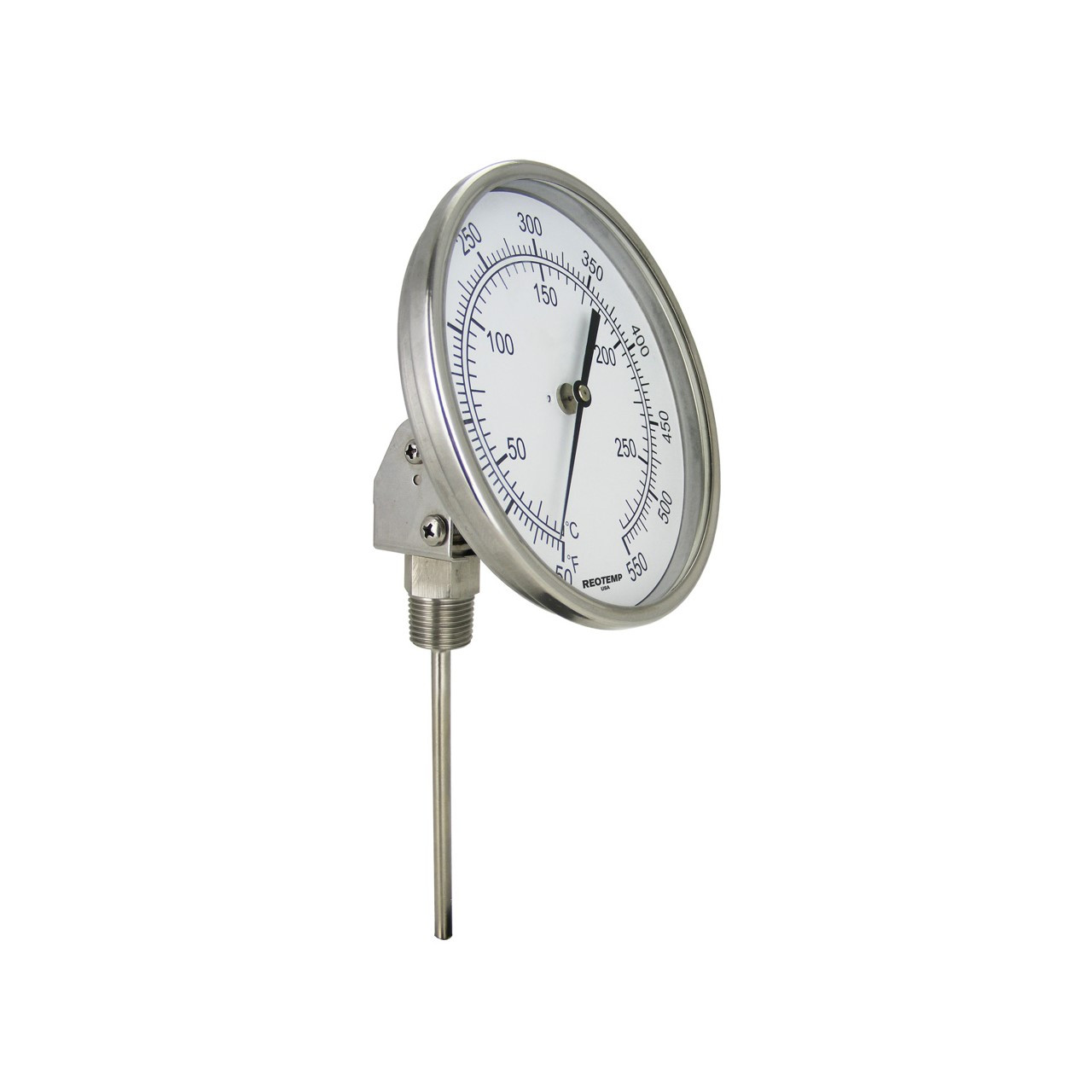 Bimetal Thermometer 3" Dial 1/2 NPT 4" Stem – B3B4-SS – Open Box