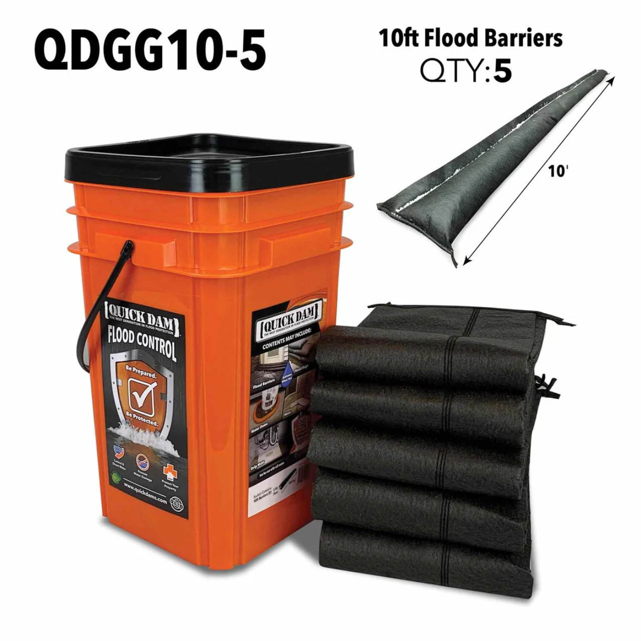Quick Dam QDGG10-5 5-Piece Outdoor Water Activated Flood Barrier