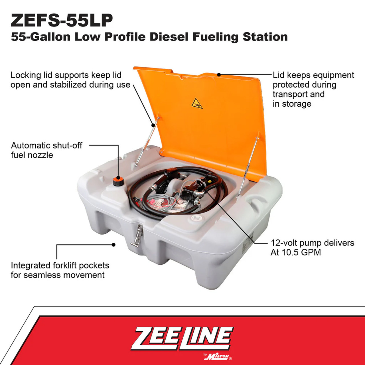 Zeeline ZEFS-55LP 55 Gallon Low-Profile Portable Diesel Fuel Tank