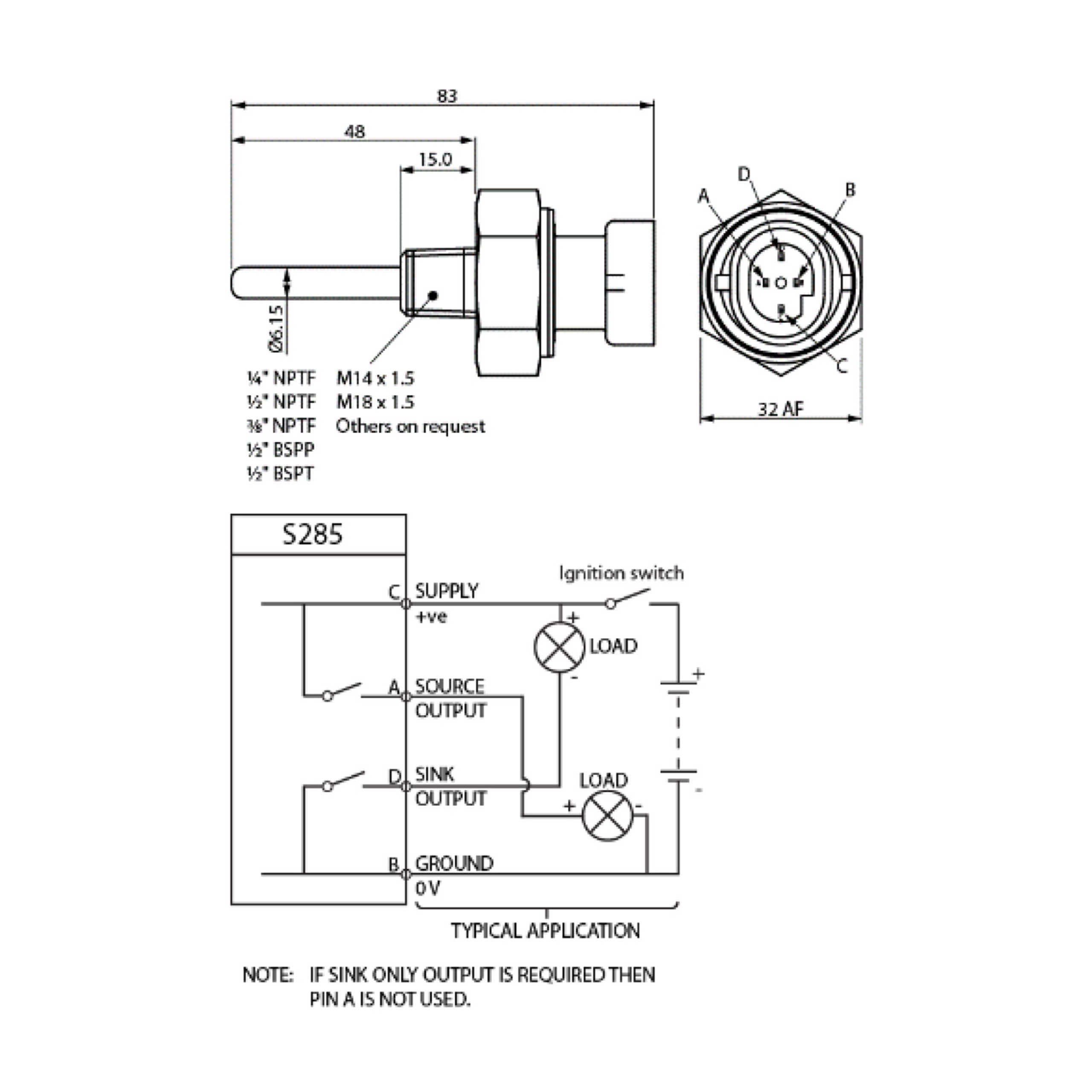 Fozmula S285/V05 1/2 in. FNPT Brass Coolant Level Switch