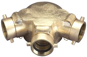 Dixon 2 1/2 in. NH (NST) x 4 in. NPT Auto-Sprinkler Triple Clapper Siamese Connection Bottom Outlet