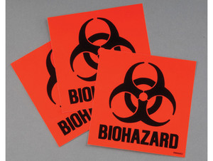 Justrite Biohazard Code Compliant 3 Label Kit (Red)