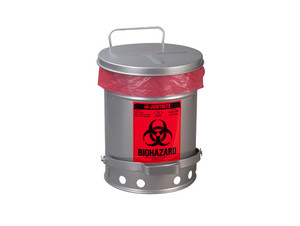 Justrite Biohazard 10 Gal SoundGard Cans (Silver)