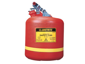 Justrite Nonmetallic Type I Cans for Flammables - Round Safety Can - 2.5 Gallon - Red