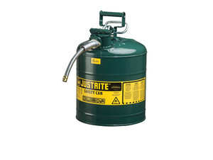 Justrite Type II AccuFlow 5 Gal Safety Gas Can w/ 5/8 in. Spout (Green)