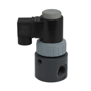 Plast-O-Matic Series EAST 1/4 in. Compact PTFE Bellows Solenoid Valves w/ Viton Seals - 3/16 in. Orifice