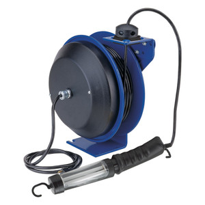 Coxreels PC10 Series Compact Power Cord Reel - 30 ft., 16/3 Cord w/ Fluorescent Angle Light & Tool Tap