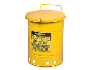 Justrite 6 Gal Oily Waste Can w/ Hand Operated Cover (Yellow)