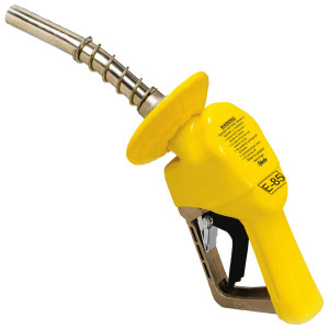 Husky XS E85 Pressure Activated Auto Bio Diesel Nozzle w/ Three Notch Hold Open Clip, POPD® Full Grip Guard & Waffle Splash Guard (Yellow) - UL Listed