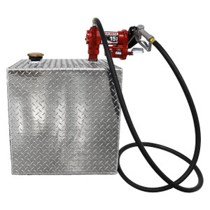 55 Gallon Aluminum Square Fuel Transfer Tank w/ Fill-Rite 15 GPM Pump (12V DC)