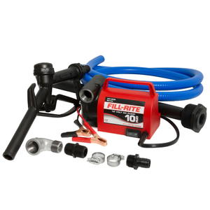 Fill-Rite FR1616 12V DC Portable Fuel Transfer Pump w/ Nozzle & Suction Pipe - 10 GPM