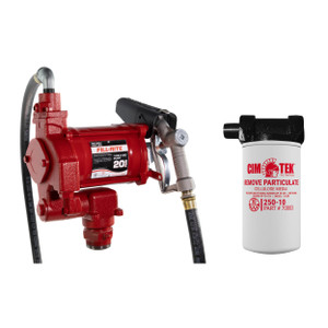 Fill-Rite FR700V 115V AC Transfer Pump w/ Manual Nozzle & Cim-Tek Fuel Filter Kit - 20 GPM