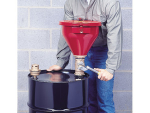 Justrite Tip-Over Protection System for Drum Funnels w/ Self-Closing Cover & 6 in. Flame Arrestor